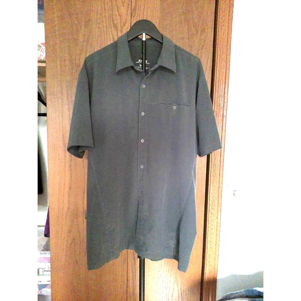KUHL Mns Charcoal Gray Technical Short Sleeve Button Down Shirt Hiking Casual XL